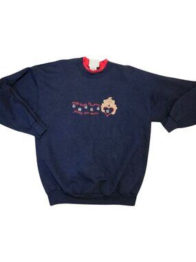Dogs Leave Pawprints Sweatshirt 1990s Grandmacore Navy Blue Red Vintage Grandma